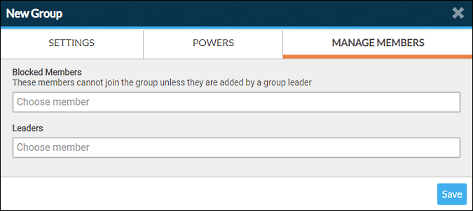 new group manage members tab