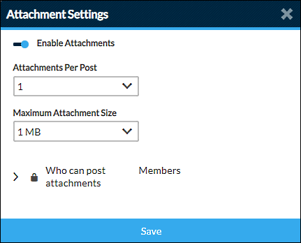 Attachment settings dialog box