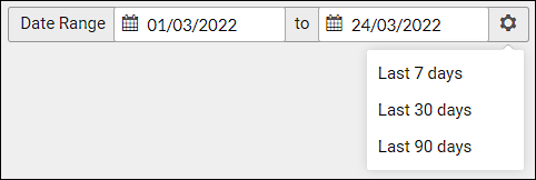 date range selector showing preset options
