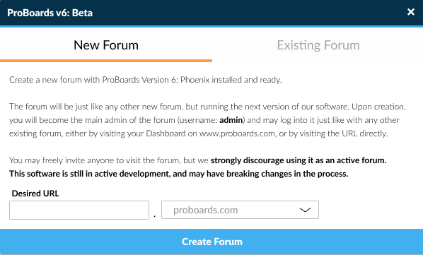 Create new v6 forum